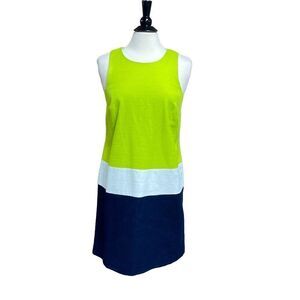 Crown & Ivy Green & Navy Sheath Sleeveless Dress Size 10 NEW